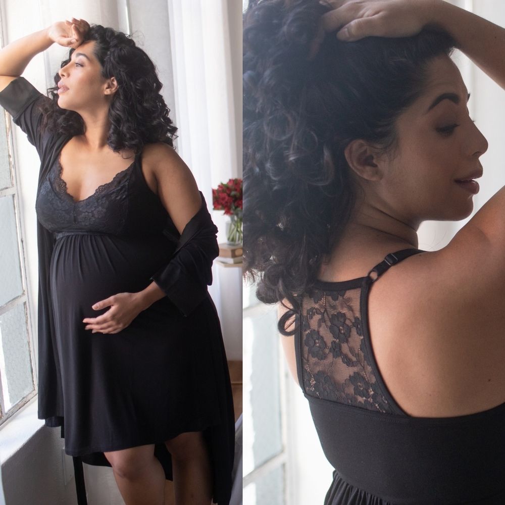 Kindred Bravely Lucille Maternity & Nursing Nightgown in Black